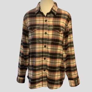 TILLEY 100% ORGANIC COTTON PLAID LONG SLEEVE/ COLLARD BUTTON UP SHIRT/ Size M